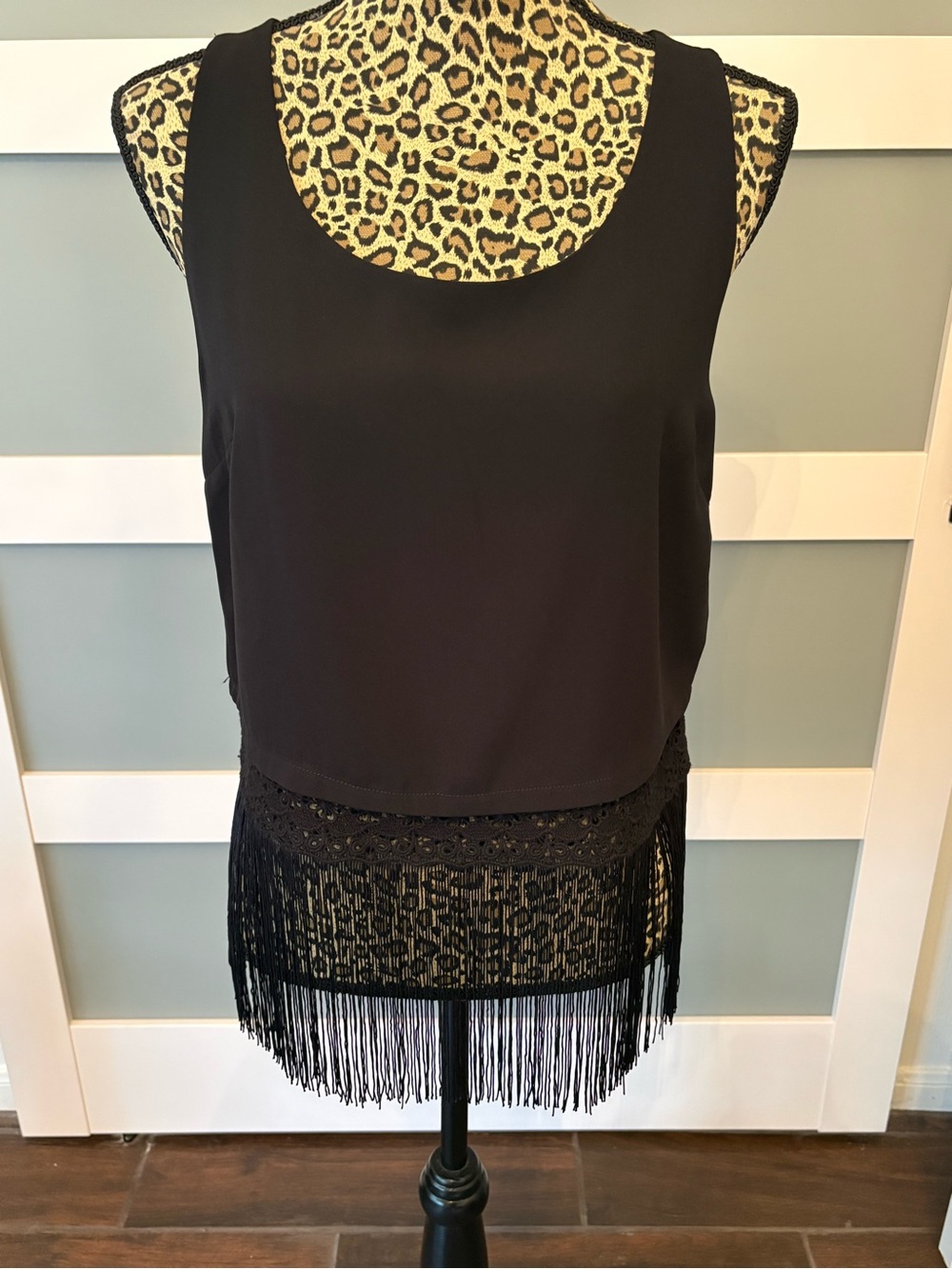 Jessica Simpson Black Fringe Hem Tank Top